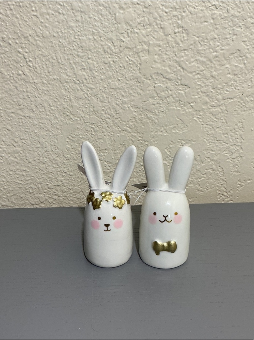 White Ceramic Bunny Figurine Set